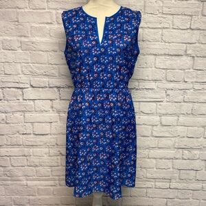 J. Crew Factory Floral Blue Sleeveless Dress Size 8
